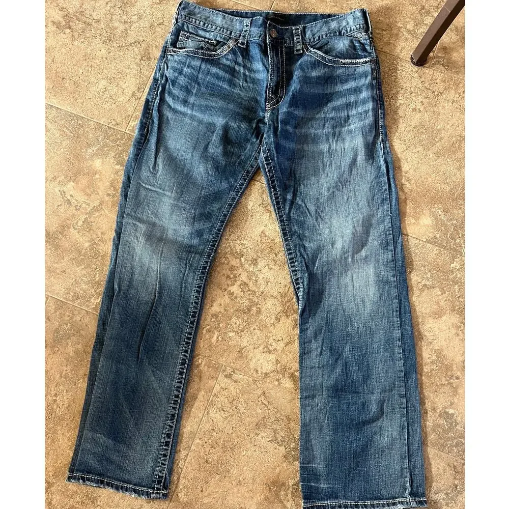 Silver Zac Relaxed Fit Straight Denim Jeans Men's 36/34